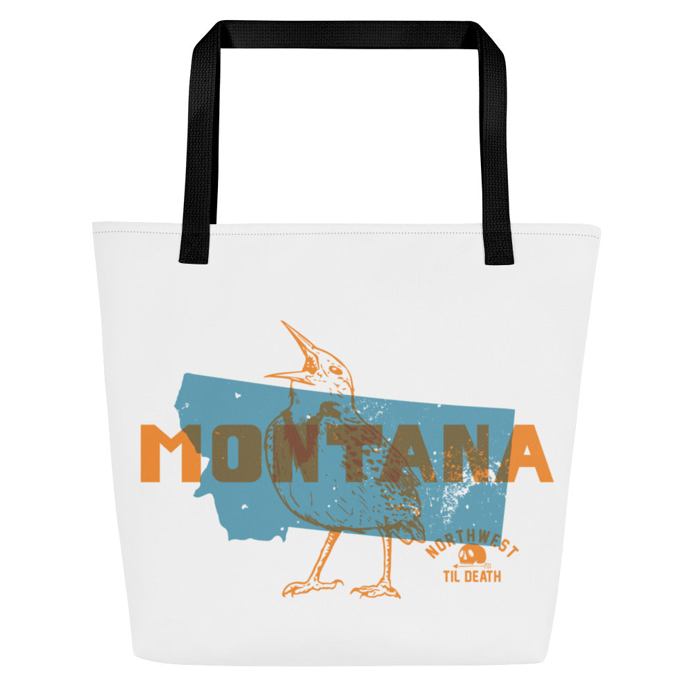 Montana State Bird All-Over Print Large Tote Bag